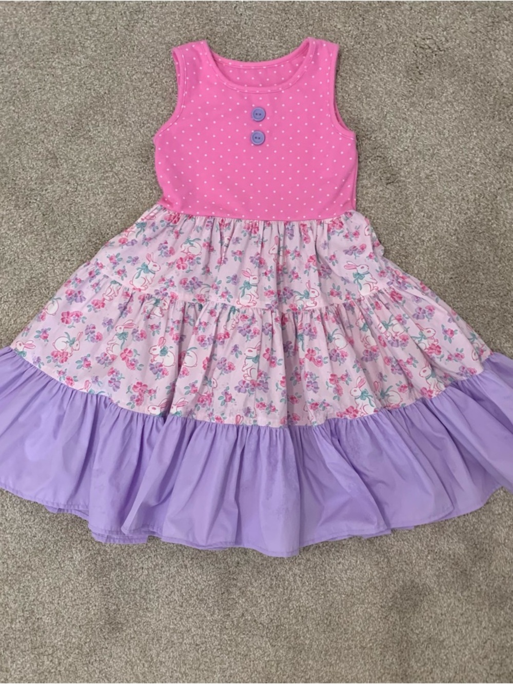 Tabitha Twinkle 5-6 bunny Tiered Floral Dress